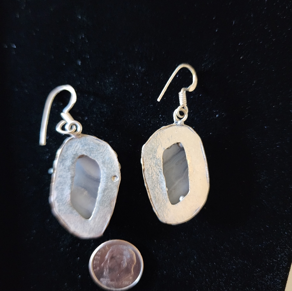 Blue Lace Agate Earrings - Picture 2 of 3